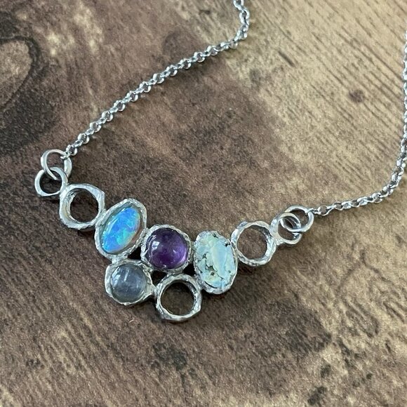 Silpada Sterling Silver 925 Necklace Roman Glass Amethyst Opal Labradorite Rare - Picture 7 of 16